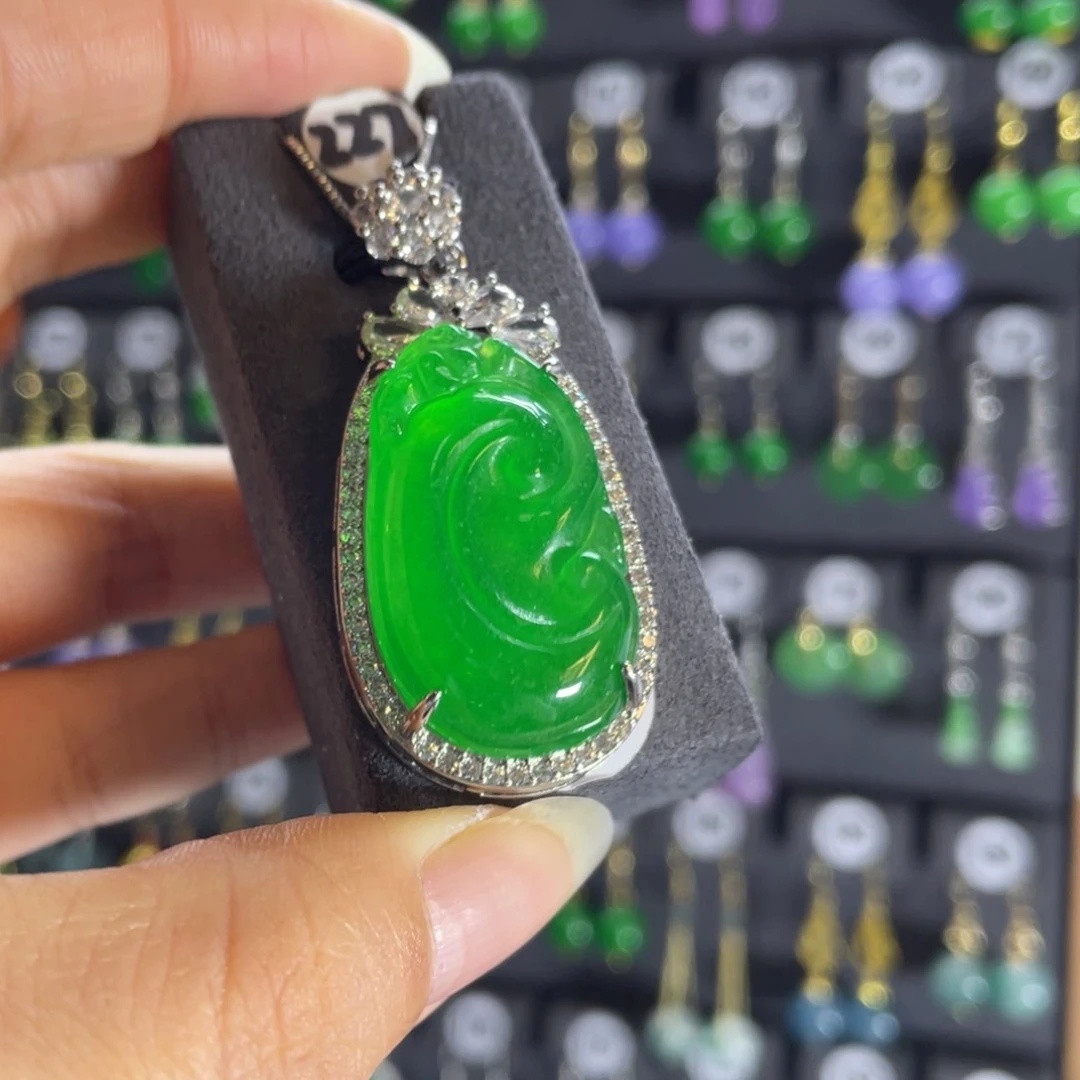 银S925镶嵌翡翠耳饰227