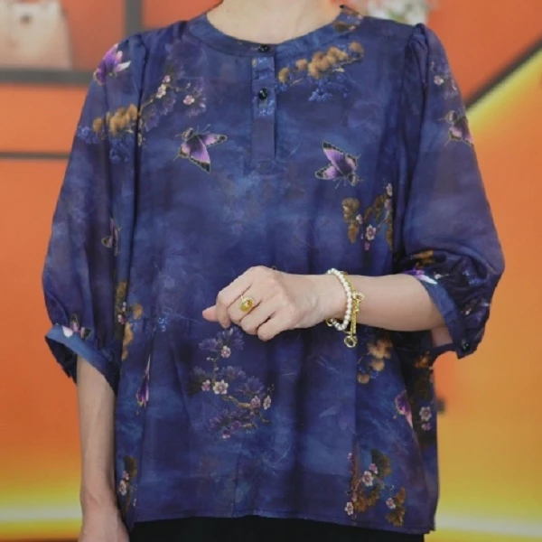 【出口原单】T1007 气质柔软亲肤丝滑2025年新款显瘦高级小衫