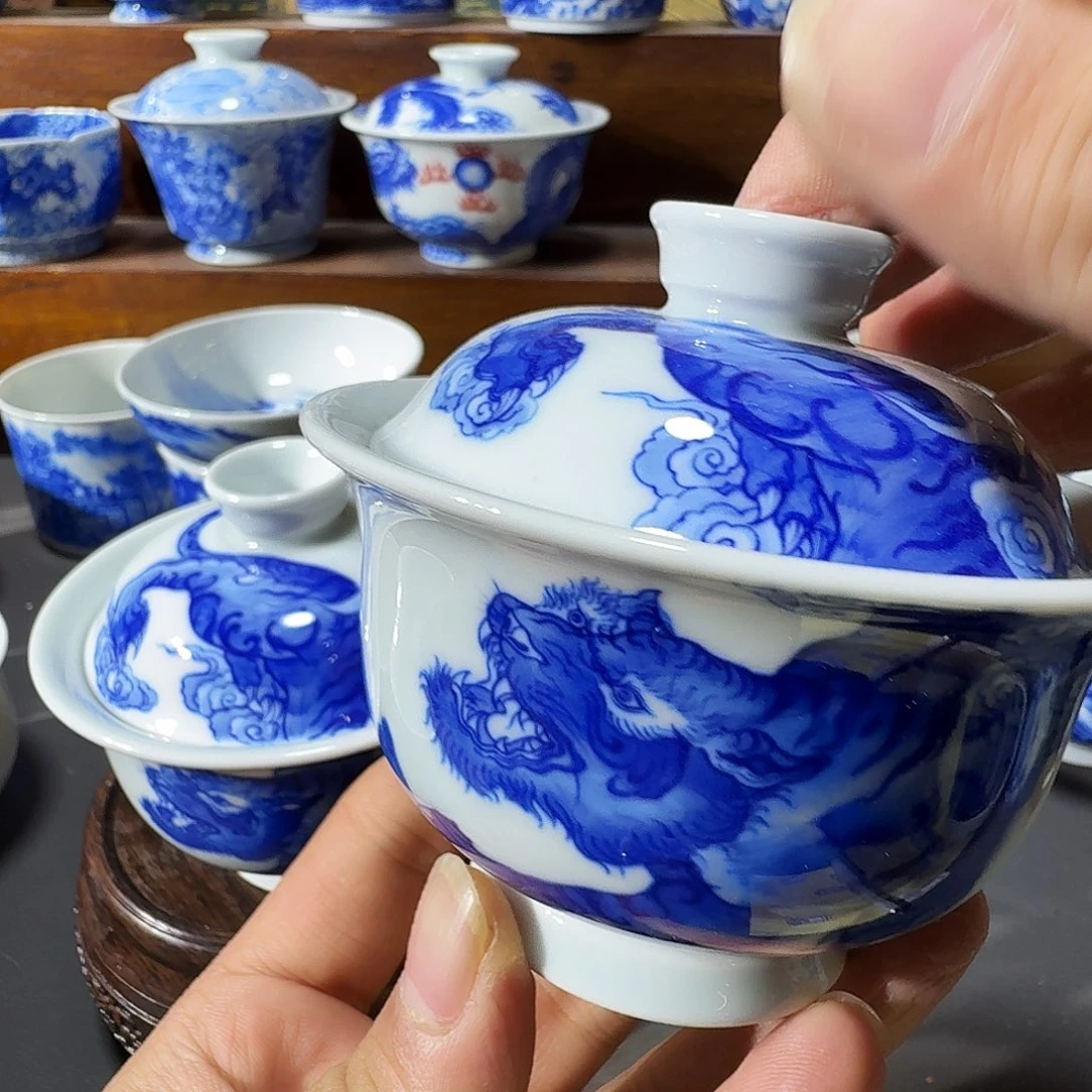 煊***泥塑盖碗手工手绘