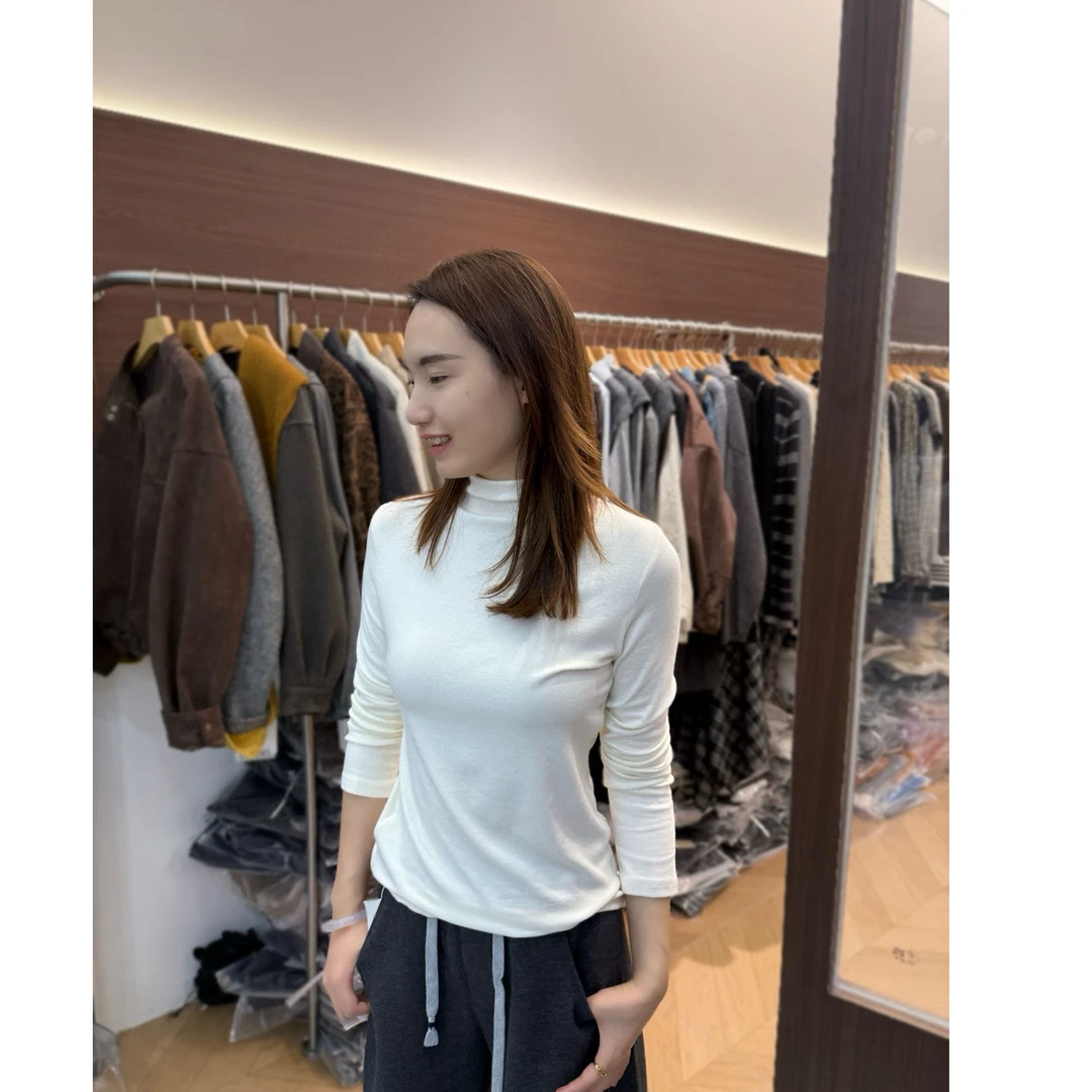 长袖轻职风半高领T恤时尚套头打底衫072