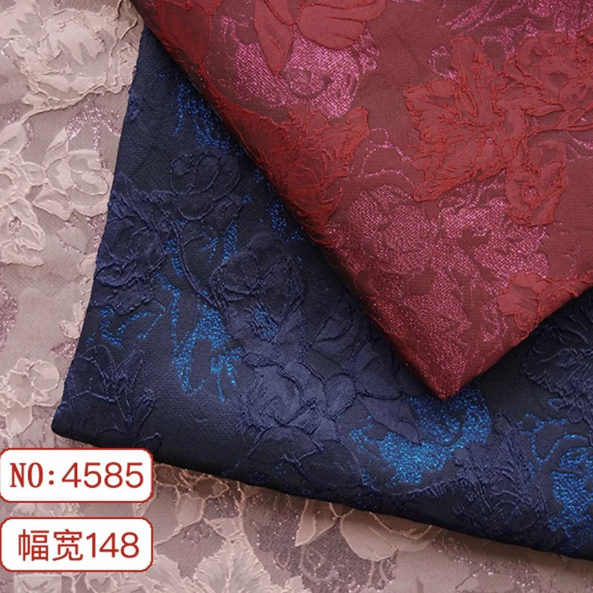 多色欧美金丝牡丹浮雕提花面料连衣裙旗袍唐装喜婆婆礼服时装布料