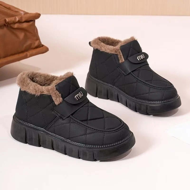 加绒加厚雪地靴2025新款防水防滑妈妈鞋厚底女棉鞋621