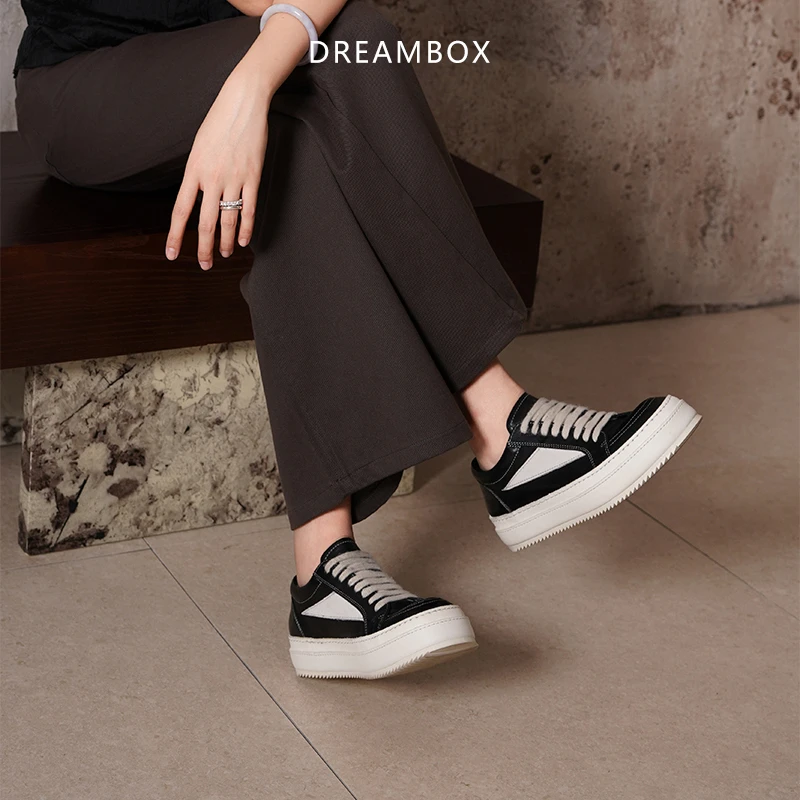 DREAMBOX钧博vibram女鞋水洗马皮休闲板鞋舒适透气百搭小白鞋