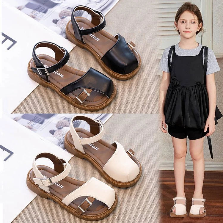 女童鞋子儿童公主包头凉鞋2025夏季新款女孩时尚洋气软底沙滩凉鞋