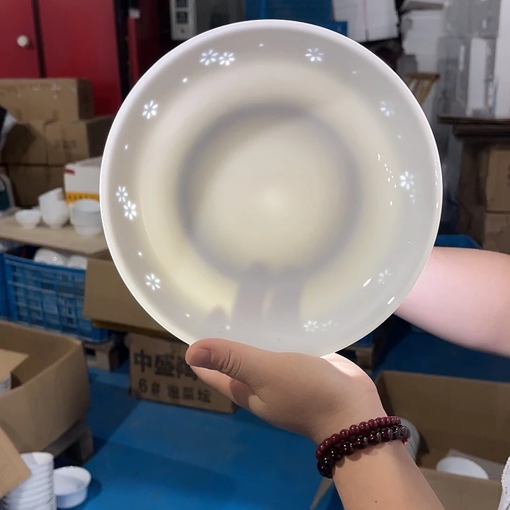 瓷片满天星玲珑八英寸深盘两个,包邮
