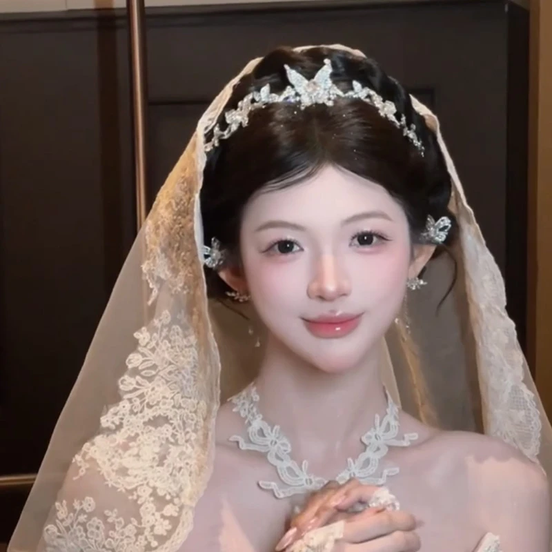 主婚纱高级感新娘灵动蝴蝶发箍公主精致甜美头饰HG981