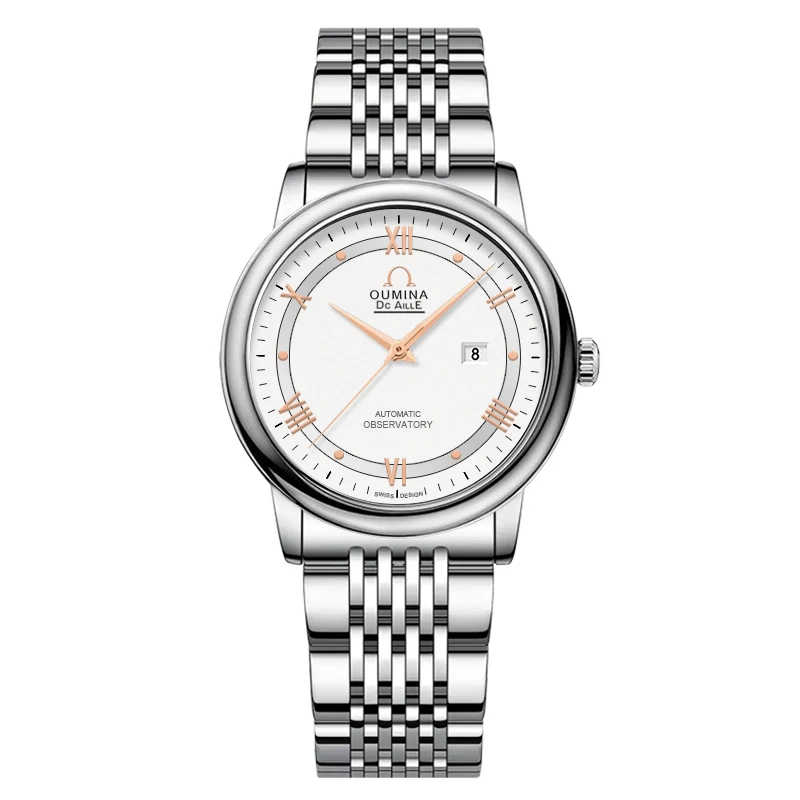 【专柜直发】经典新蝶飞系列高奢白盘金针日历腕表