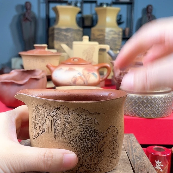 紫砂茶杯随形山水公道