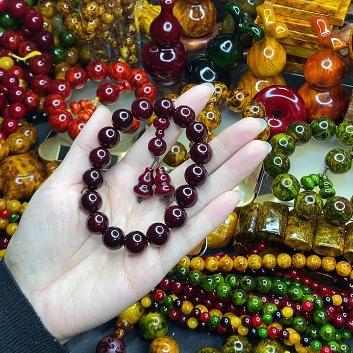 松木琥珀木文玩手串