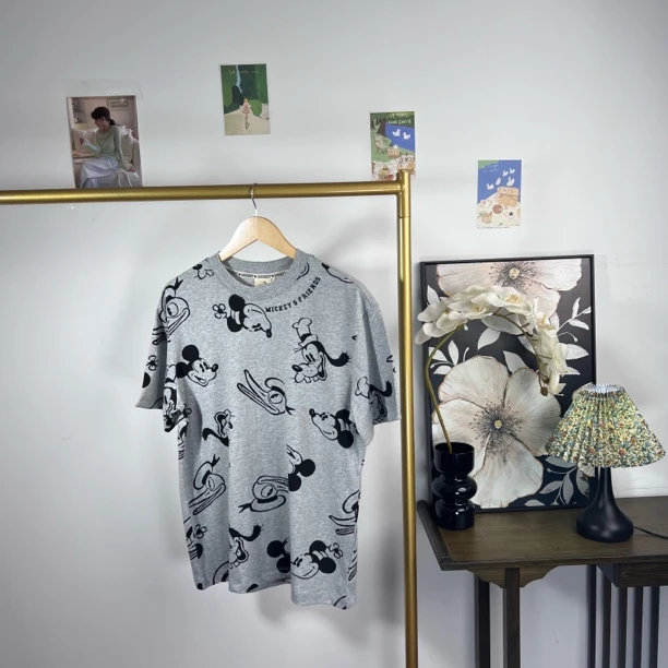 卡通纯色短袖长袖极简风刺绣T恤春夏灰色百搭印花1108