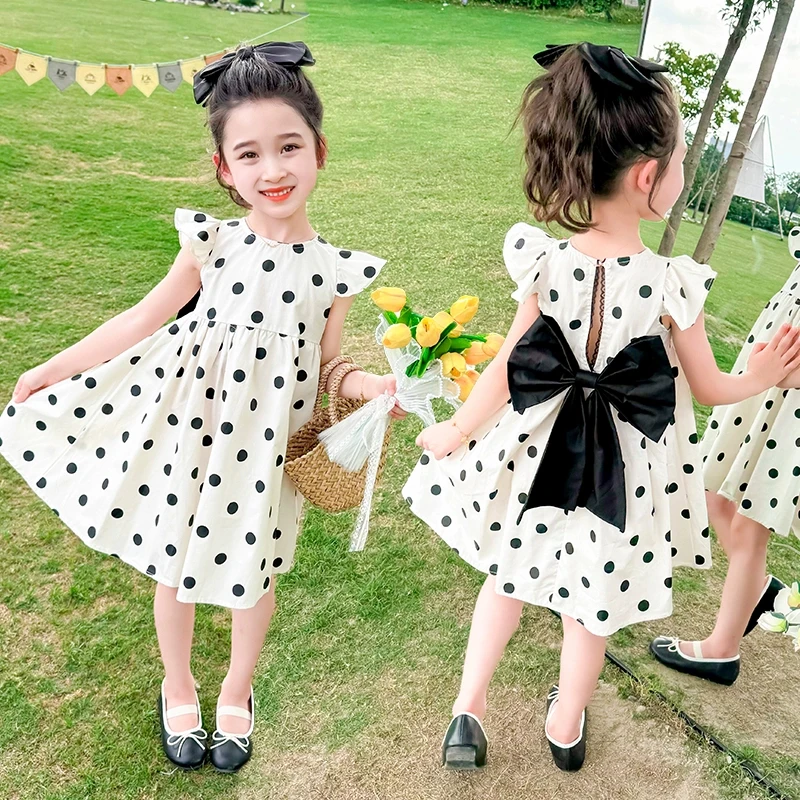 女童连衣裙夏装2024新款儿童洋气背心裙女孩夏季休闲圆点公主裙子