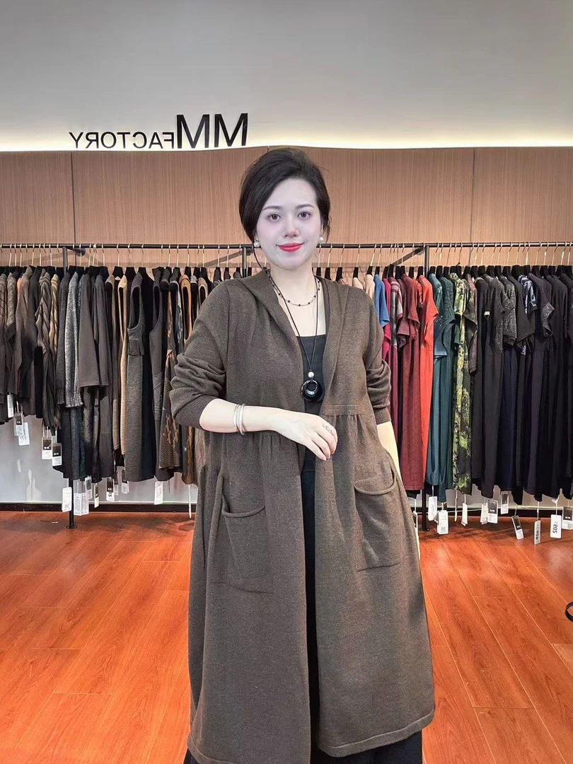 769  MMfactory慵懒风时尚长款女装秋冬季百搭毛针织衫中长款