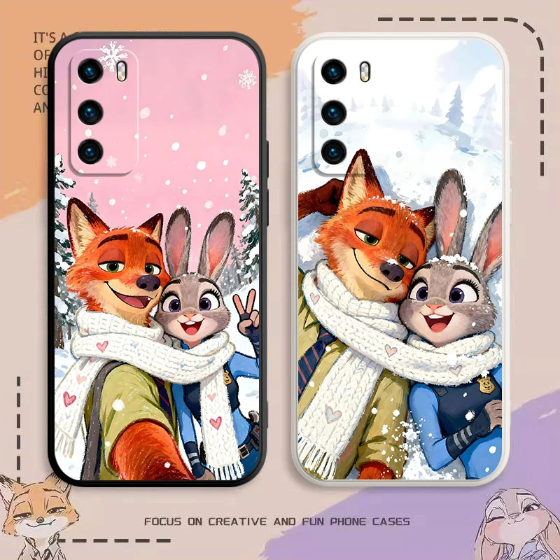 华为P40手机壳疯狂动物城2朱迪尼克可爱Q版情侣简约礼物防摔全包