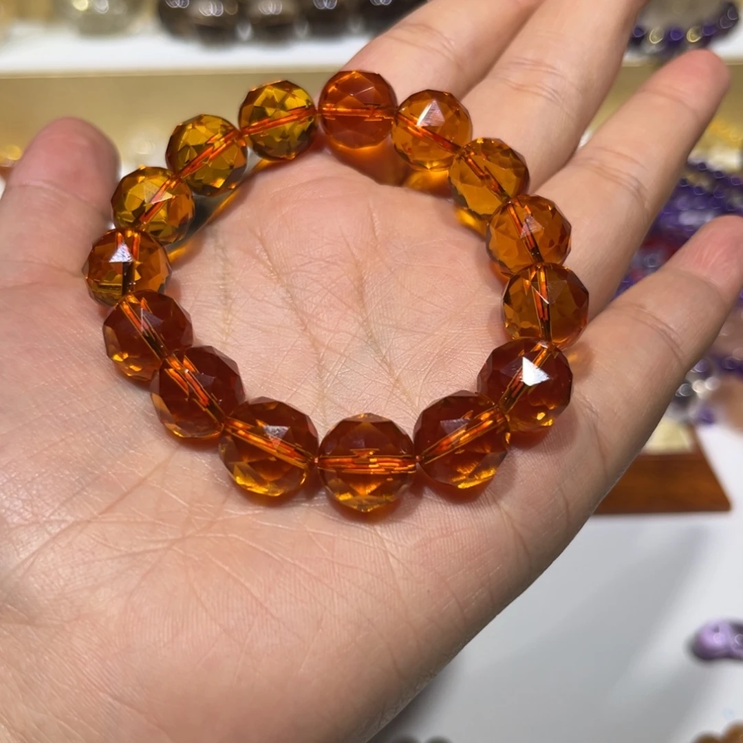 非金属圆暴力黄切面手串