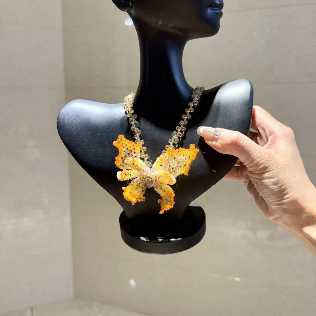 非金属合成锆石项链 【莫奈海之星】黄枫叶系列项链颈链气质经典款