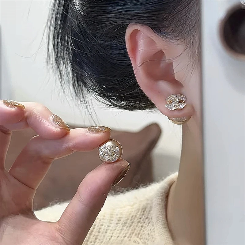 合金合成锆石耳饰 新款爆款珍珠耳钉一款多戴耳环高级感气质耳饰