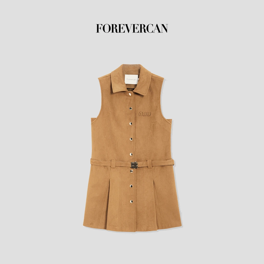 FOREVERCAN“卡尔加里”复古风Polo领无袖马甲连衣裙 SC22093