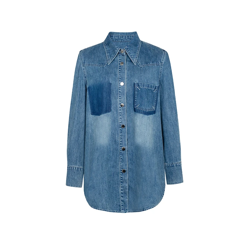 【直播专享】商场同款秋季新品牛仔立领衬衫N049B43539