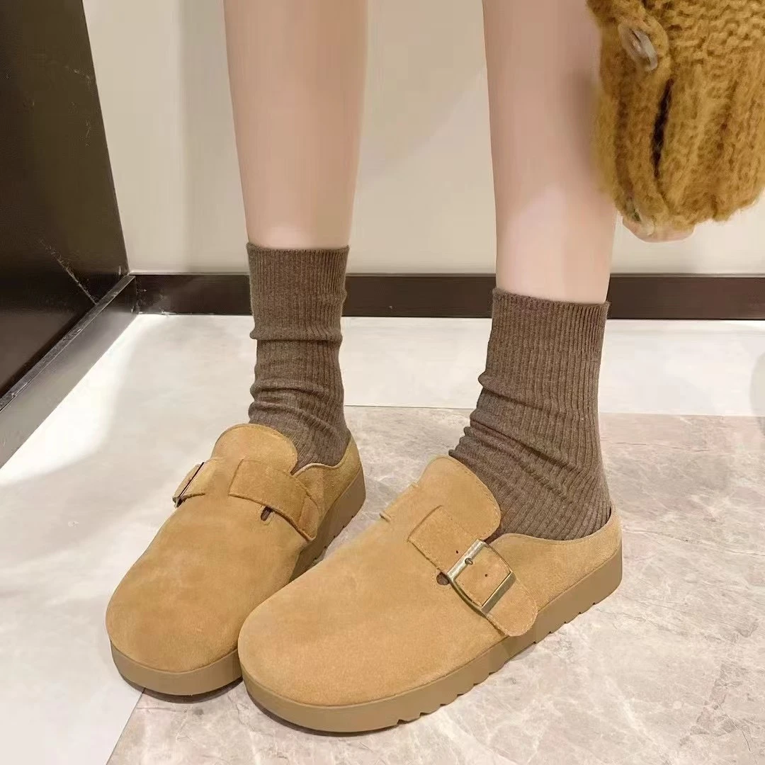 时尚百搭休闲牛皮勃肯闷拖