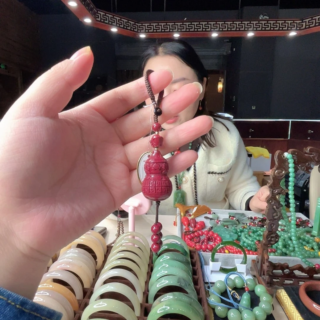 天然辰砂葫芦钥匙坠29