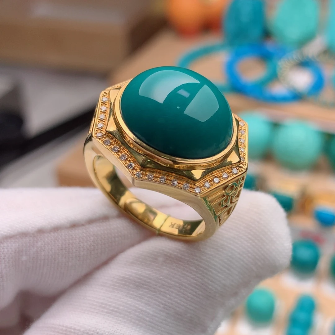 18K金镶嵌绿松石珠宝奇石