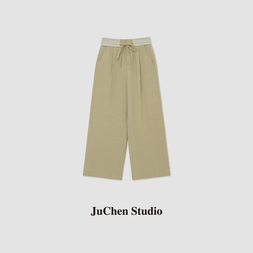 “宅宅裤”清冷禅意夏季薄款设计腰头阔腿裤 SS013624