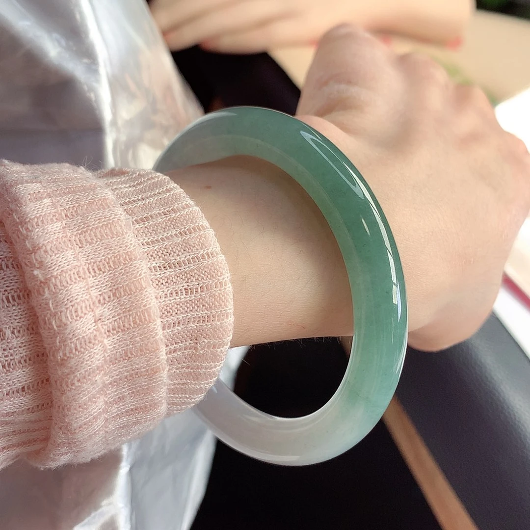 未镶嵌手镯翡翠天然A货翡翠58-59江南烟雨朦胧美镯11号