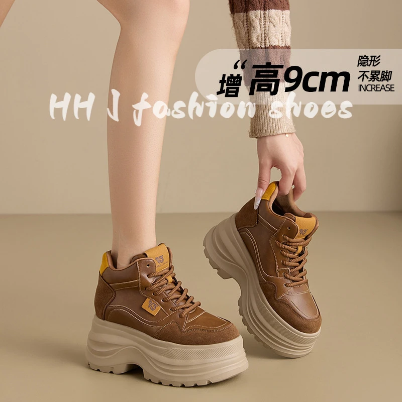 厚底增高小白鞋女百搭2025秋季新款爆款时尚运动休闲鞋轻便加绒鞋