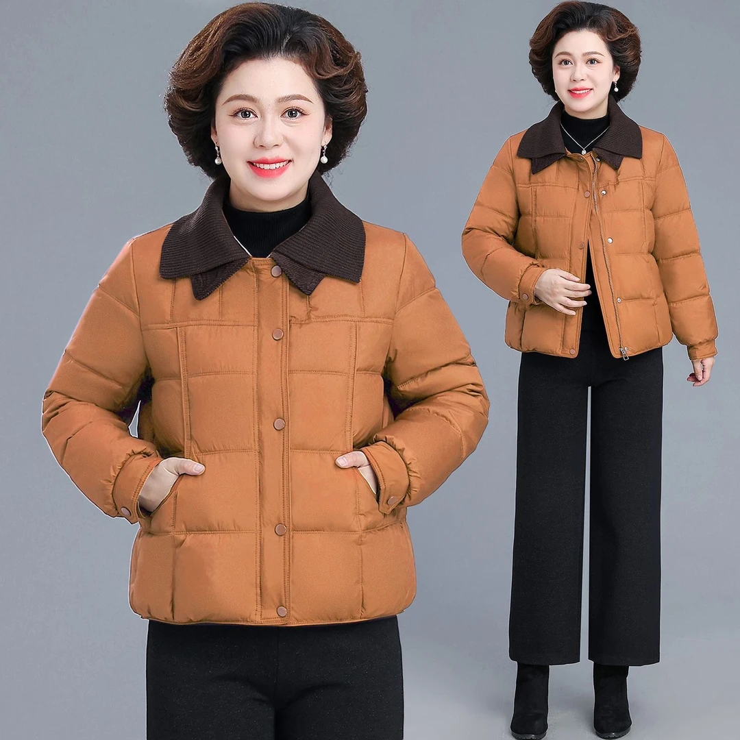 时尚妈妈装保暖棉服外套冬季新款洋气宽松加厚棉衣中老年棉袄