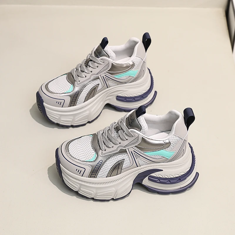 8cm厚底老爹鞋女2025新款时尚透气隐形增高运动鞋女脚小个子显瘦