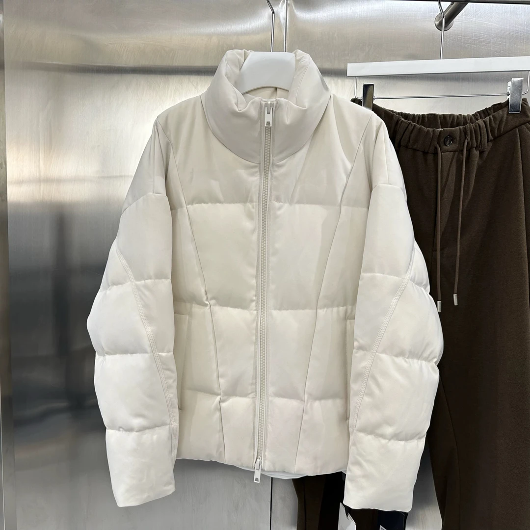 （捡漏）目写高端衍缝辑格立领羽绒服男潮牌宽松阔版90白鸭绒外套
