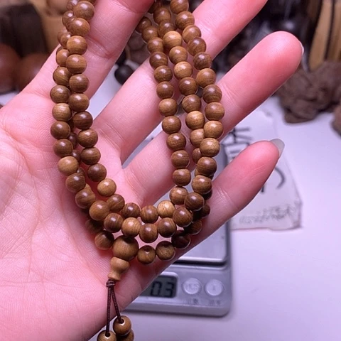 檀香木手串/手链檀香黑肉0.6/108横纹虎皮沉