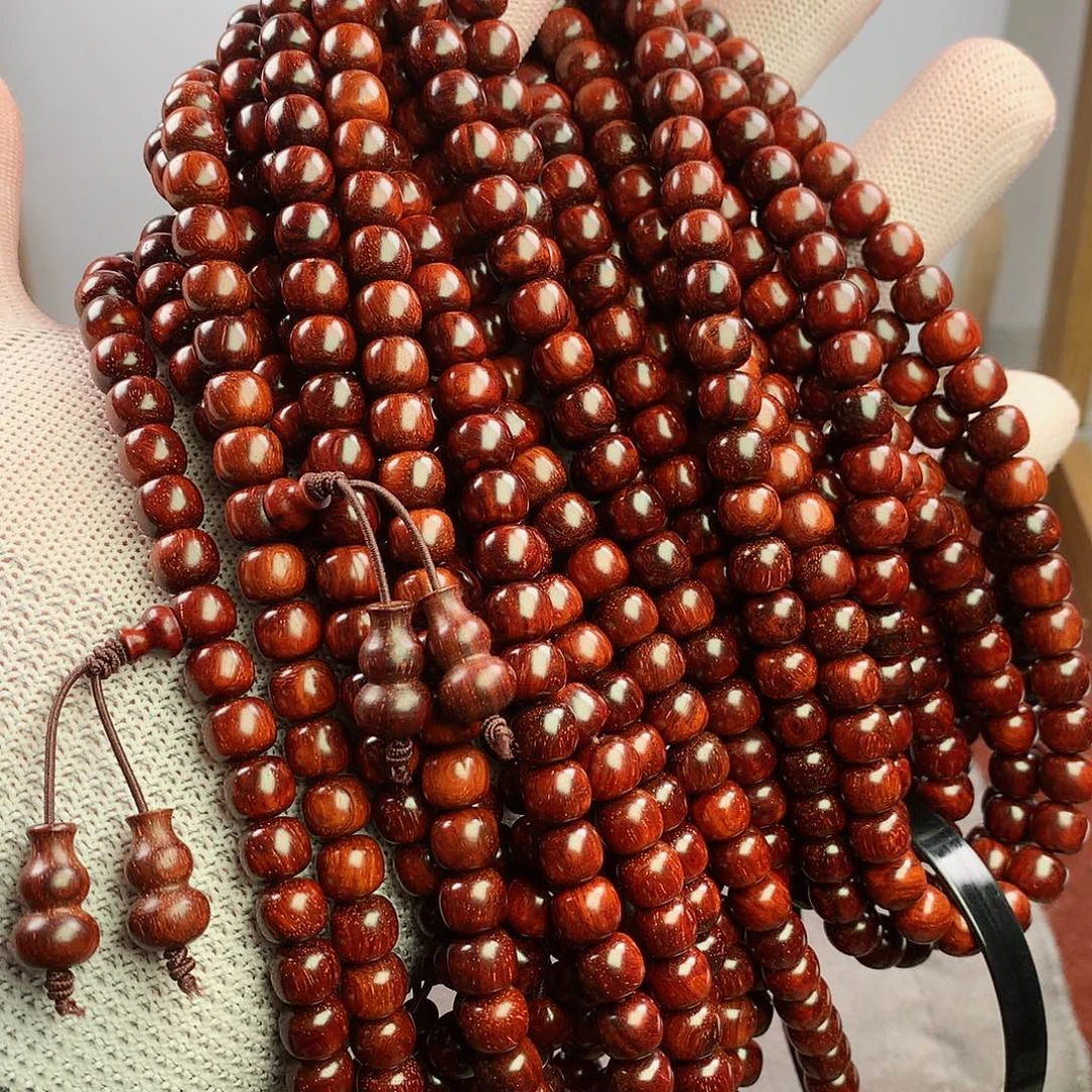 檀香紫檀（小叶紫檀）78原汁原味无胶无蜡超顶泥108颗