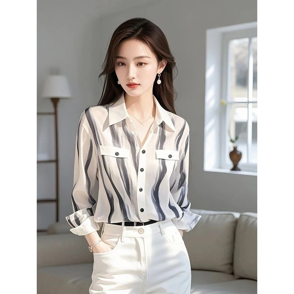 法式雪纺衬衫女士春秋2025年新款独特别致上衣设计感小众气质轻熟