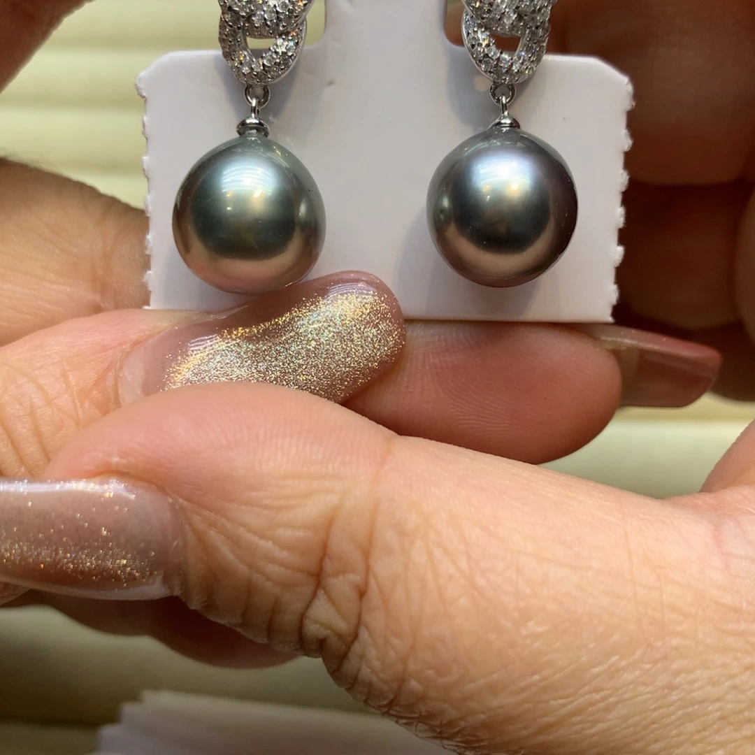 银S925镶嵌耳饰海水珍珠