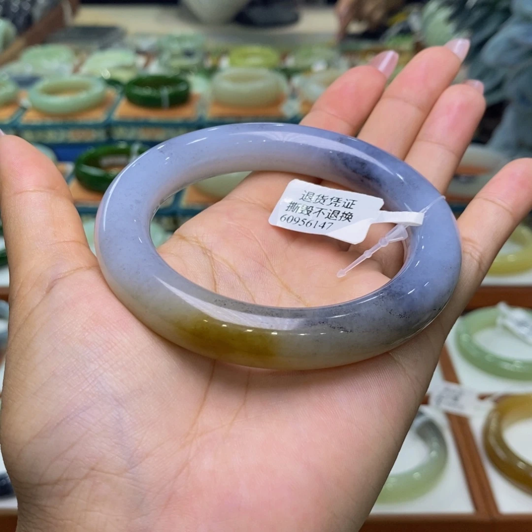 和田玉未镶嵌手镯和田玉楼兰三色籽青花5859