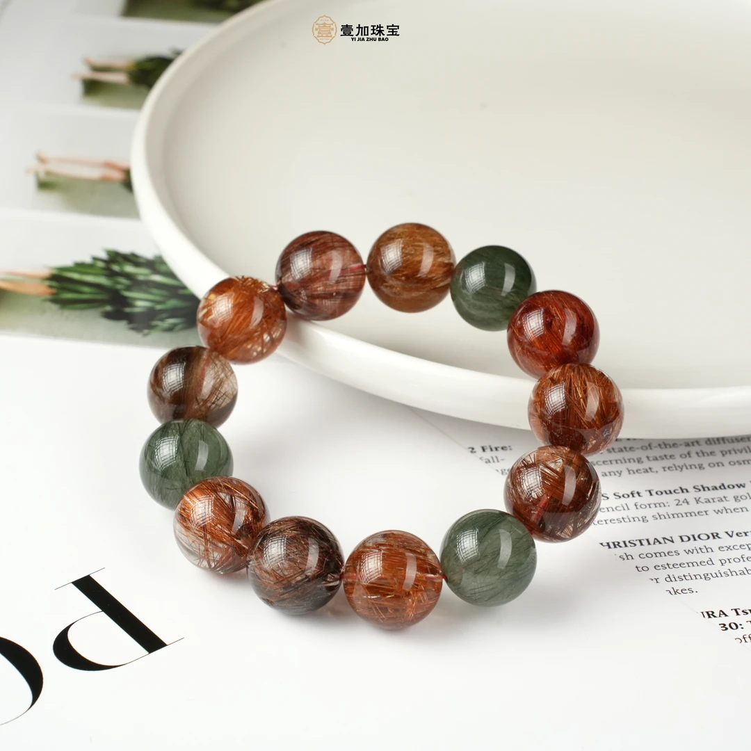 壹加师姐｜手工设计铜彩发晶手串多样性发一#2200