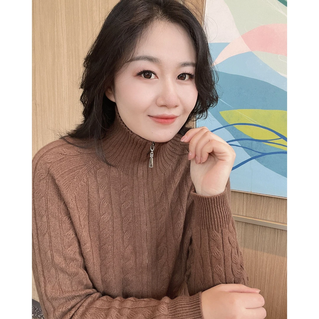 #昊涵HAOHAN# 100%纯羊毛秋冬时尚百搭麻花高领拉链开衫 BY-25899