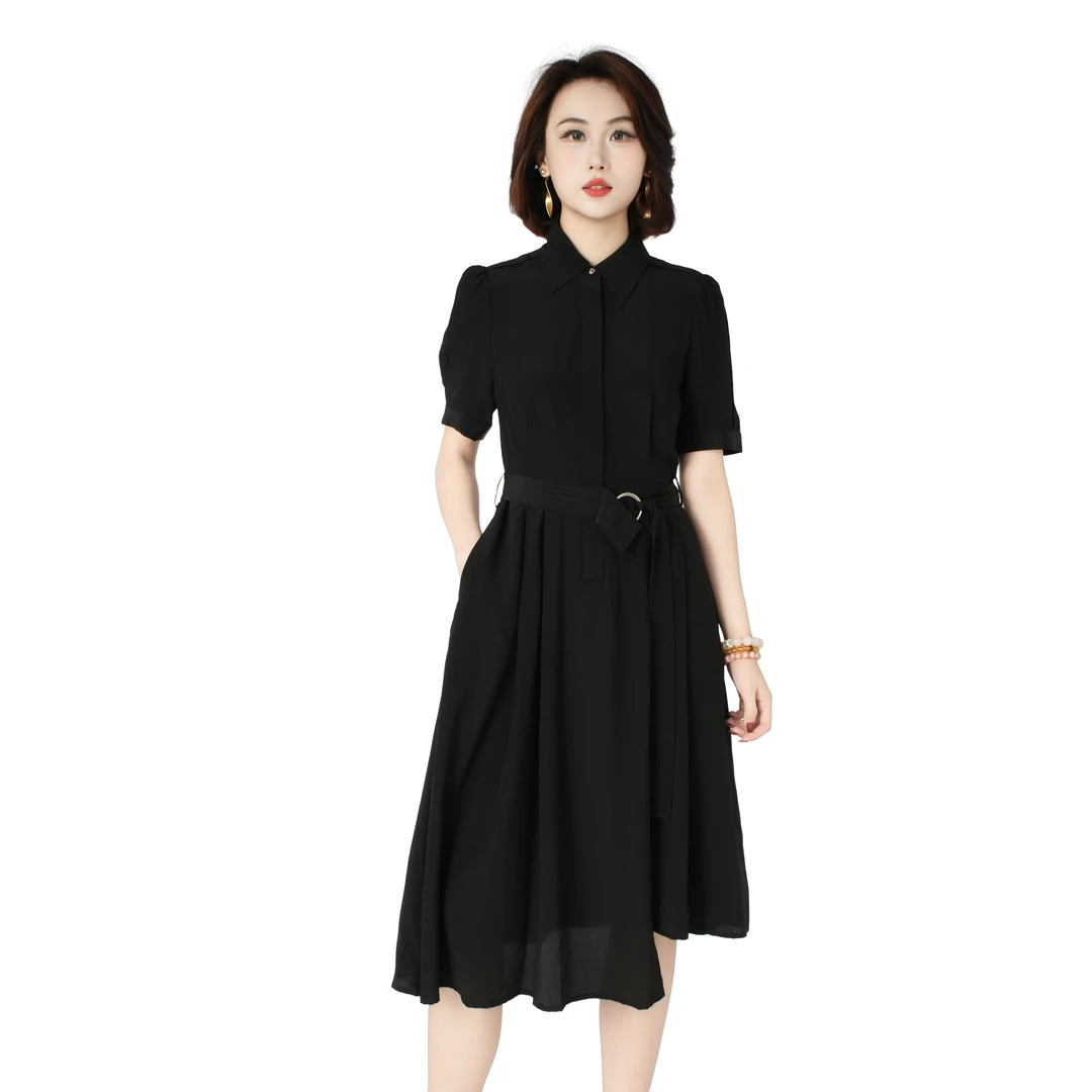 黛序 100%桑蚕丝16姆米双绉连衣裙优雅气质风 WS37-132L2363