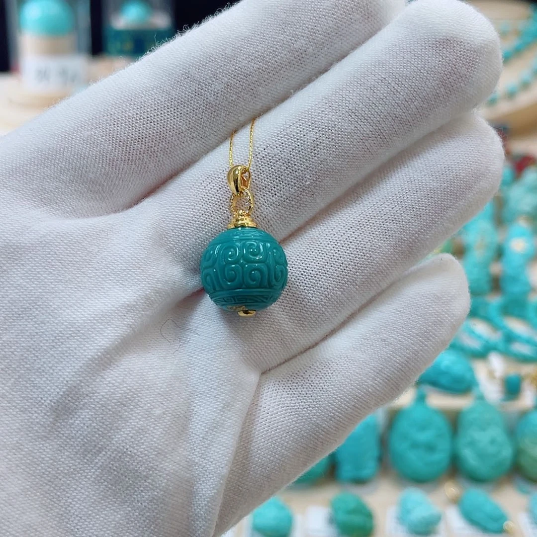 绿松石珠宝奇石18K金镶嵌