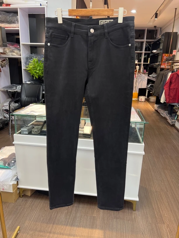 秋冬新款高弹黑灰色牛仔裤小直筒百搭高腰五袋款黑色秋季长裤