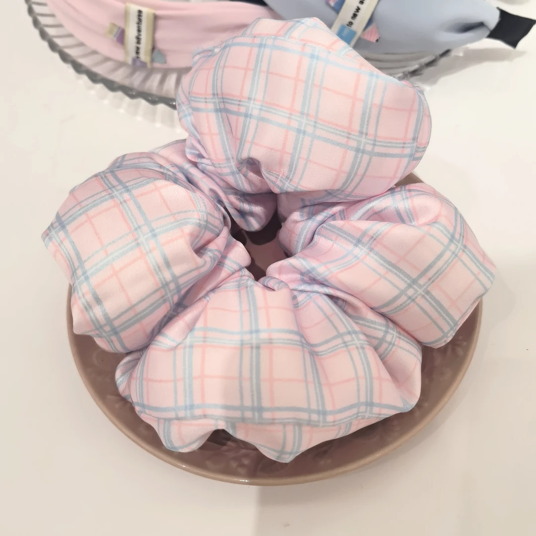A941粉色格子纽扣睡眠肠圈