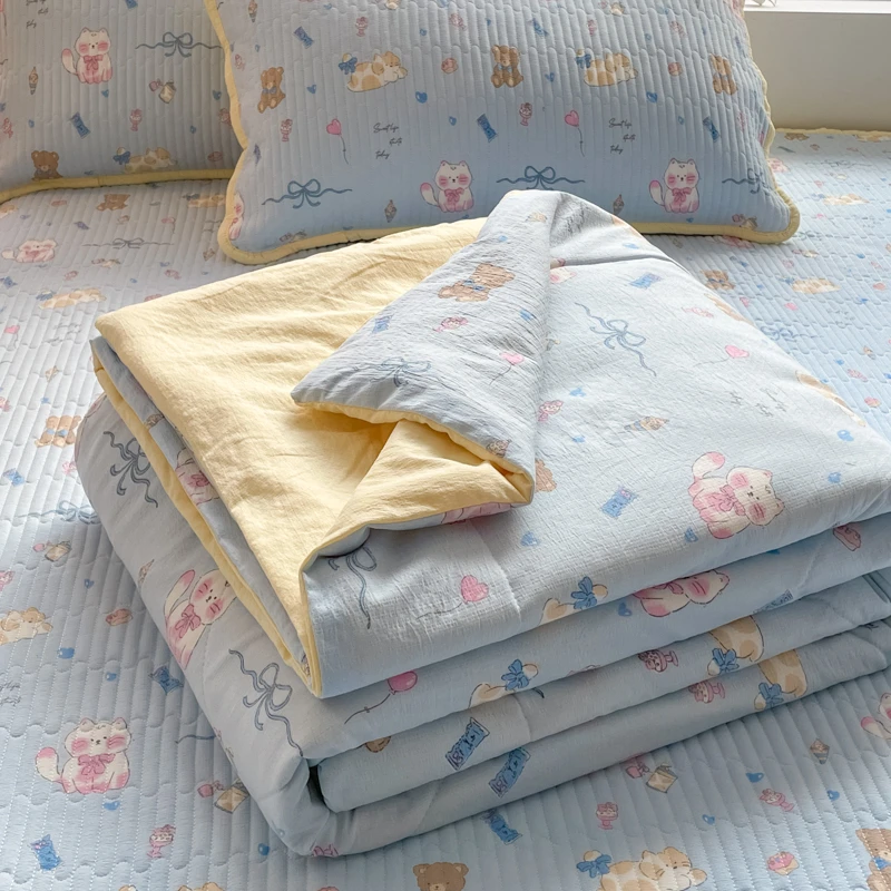 2025新款双层纱夏凉被空调被儿童夏季小被子午睡被芯可机水洗单人