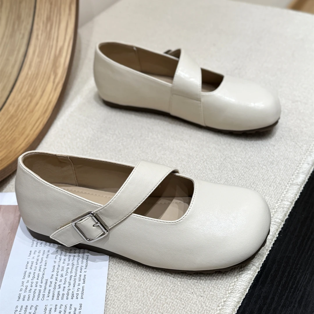丑萌平底小香风玛丽珍单鞋女2025新款夏森系复古晚晚风爆款小皮鞋