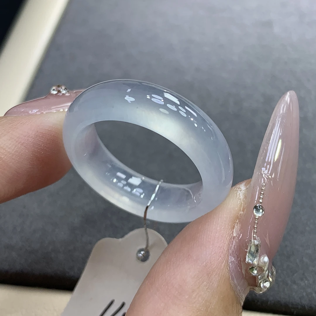 14圈 缅甸天然翡翠 高冰紫调白冰翡翠戒圈尺寸17.1-6.2-3.9mm