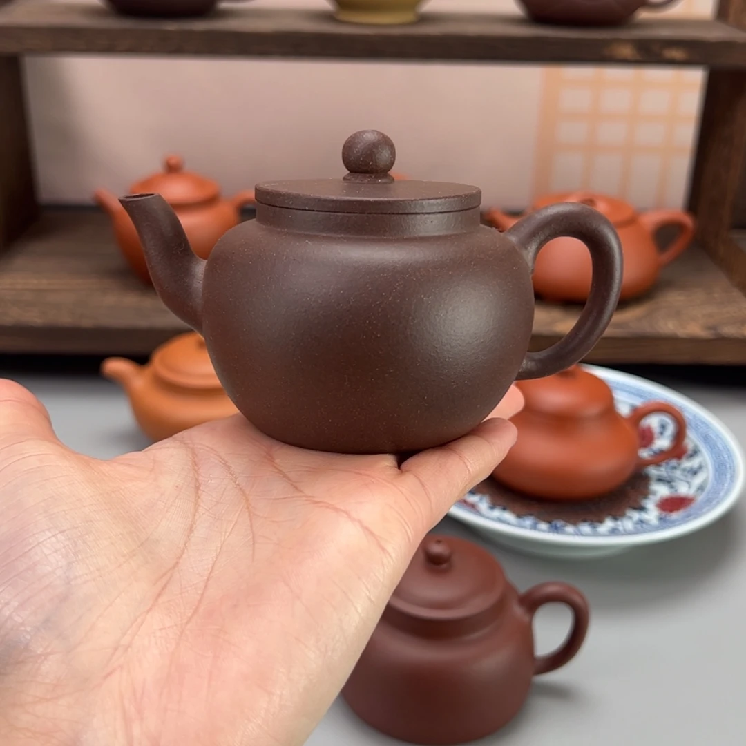 紫砂茶杯老矿紫泥平盖莲子180cc