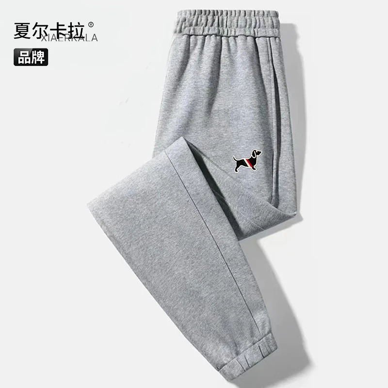 夏尔卡拉刺绣腊肠狗轻奢重磅华棉卫裤男女同款时尚百搭休闲卫裤