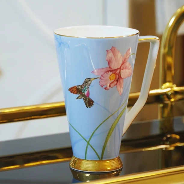 自然写生·卡特兰高脚大容量咖啡杯·马克杯办公室家用水杯