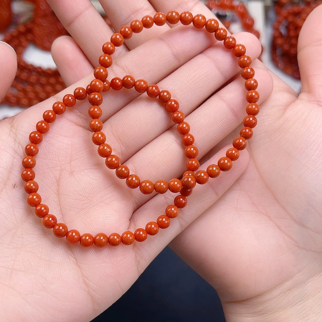 南红玛瑙未镶嵌手链瓦西柿子红4（多样式发其一）