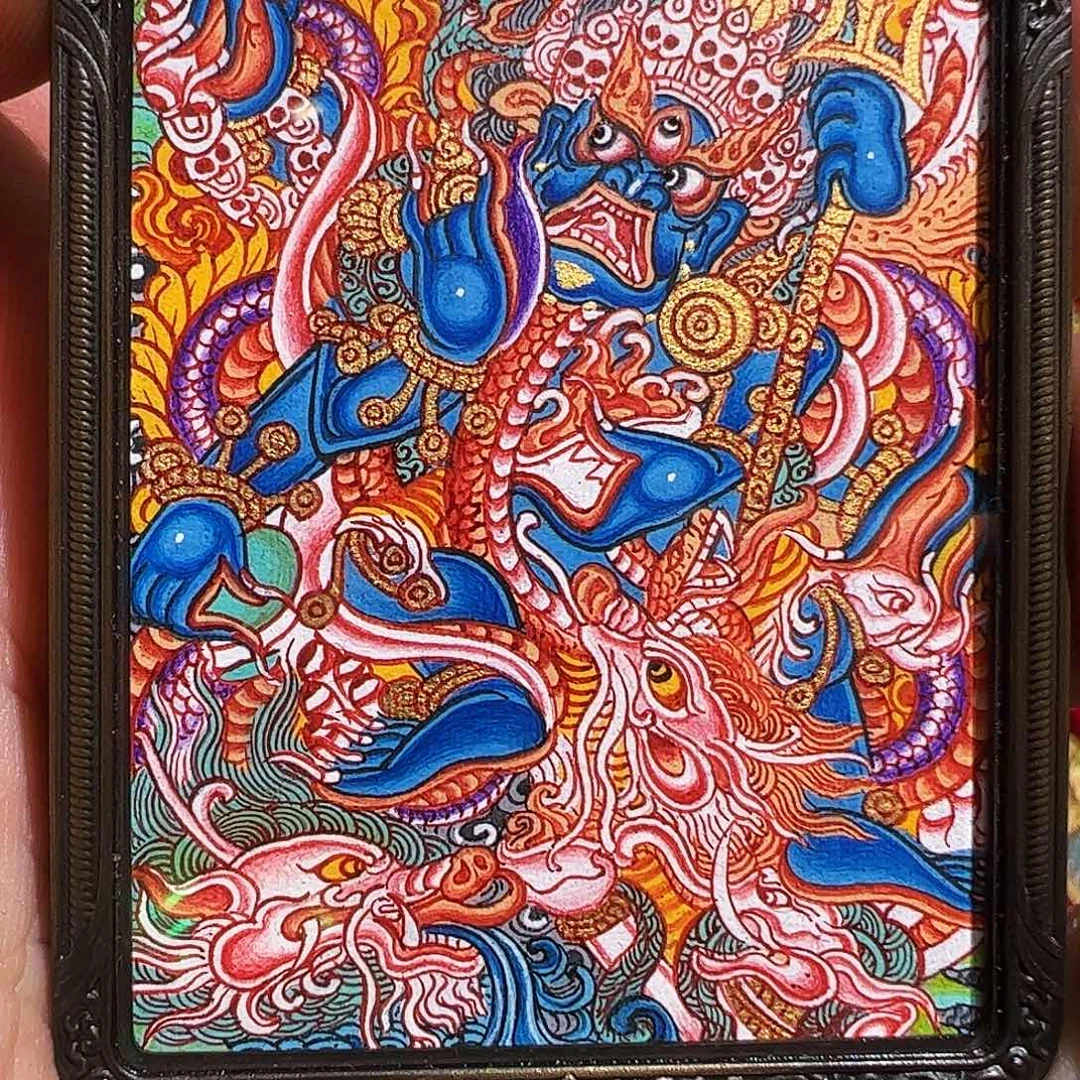 吊坠热贡手绘六臂大黑天